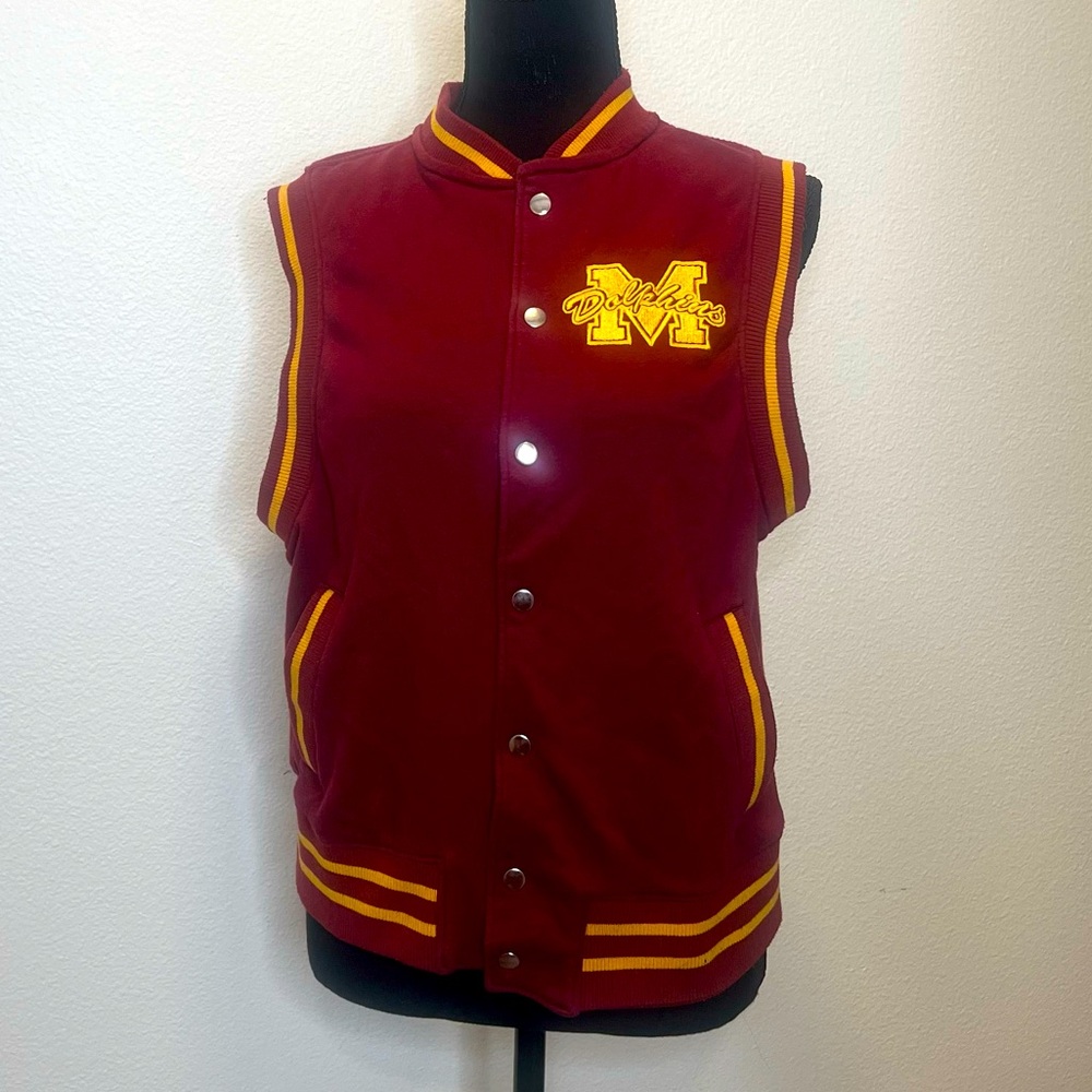 H&M Netflix Sex Education Burgundy/Maroon Moordale Dolphins Varsity Vest - XXS